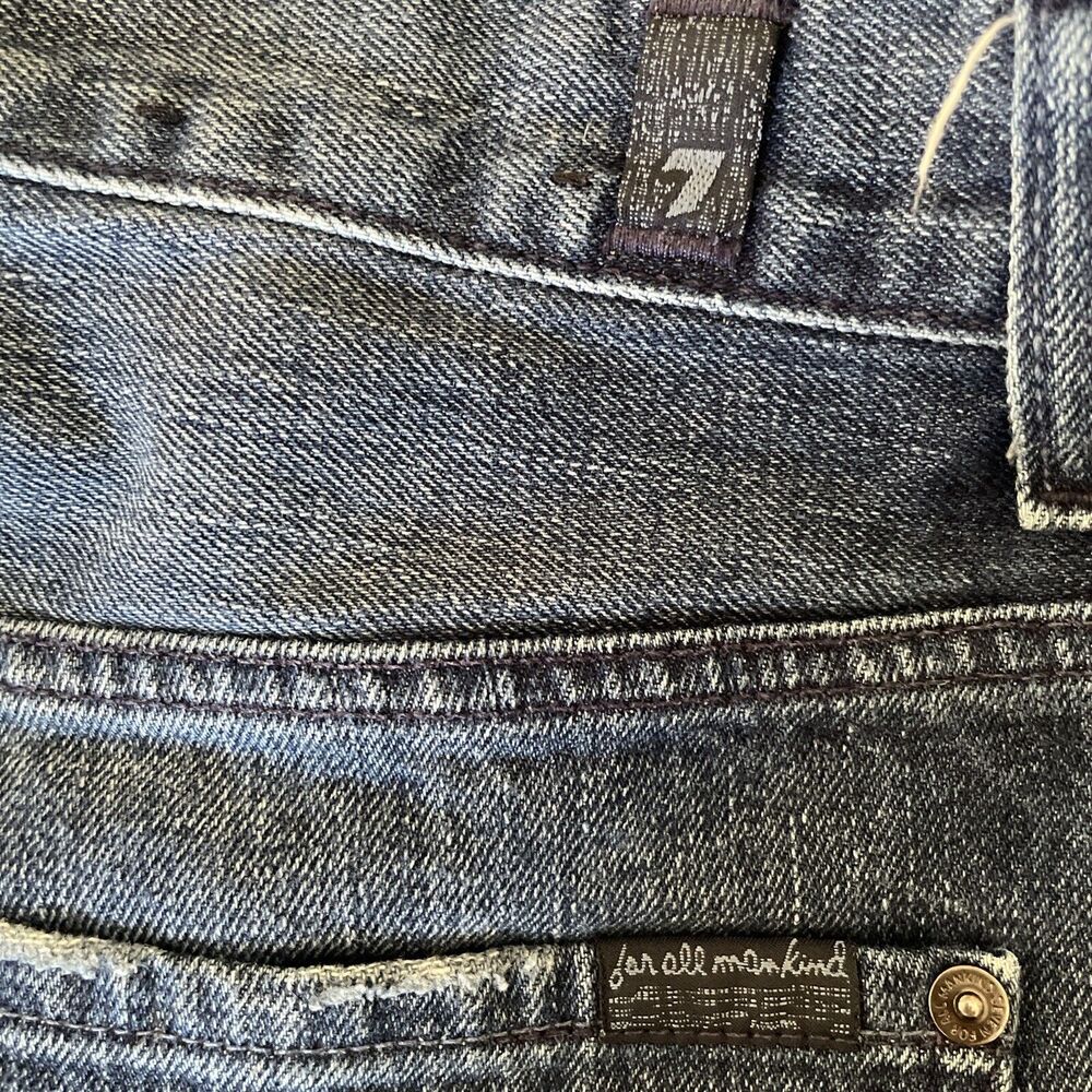 7 For All Mankind Austyn Relaxed Straight Mens Jeans Size 33X34 Dark Blue Zip - Picture 7 of 7